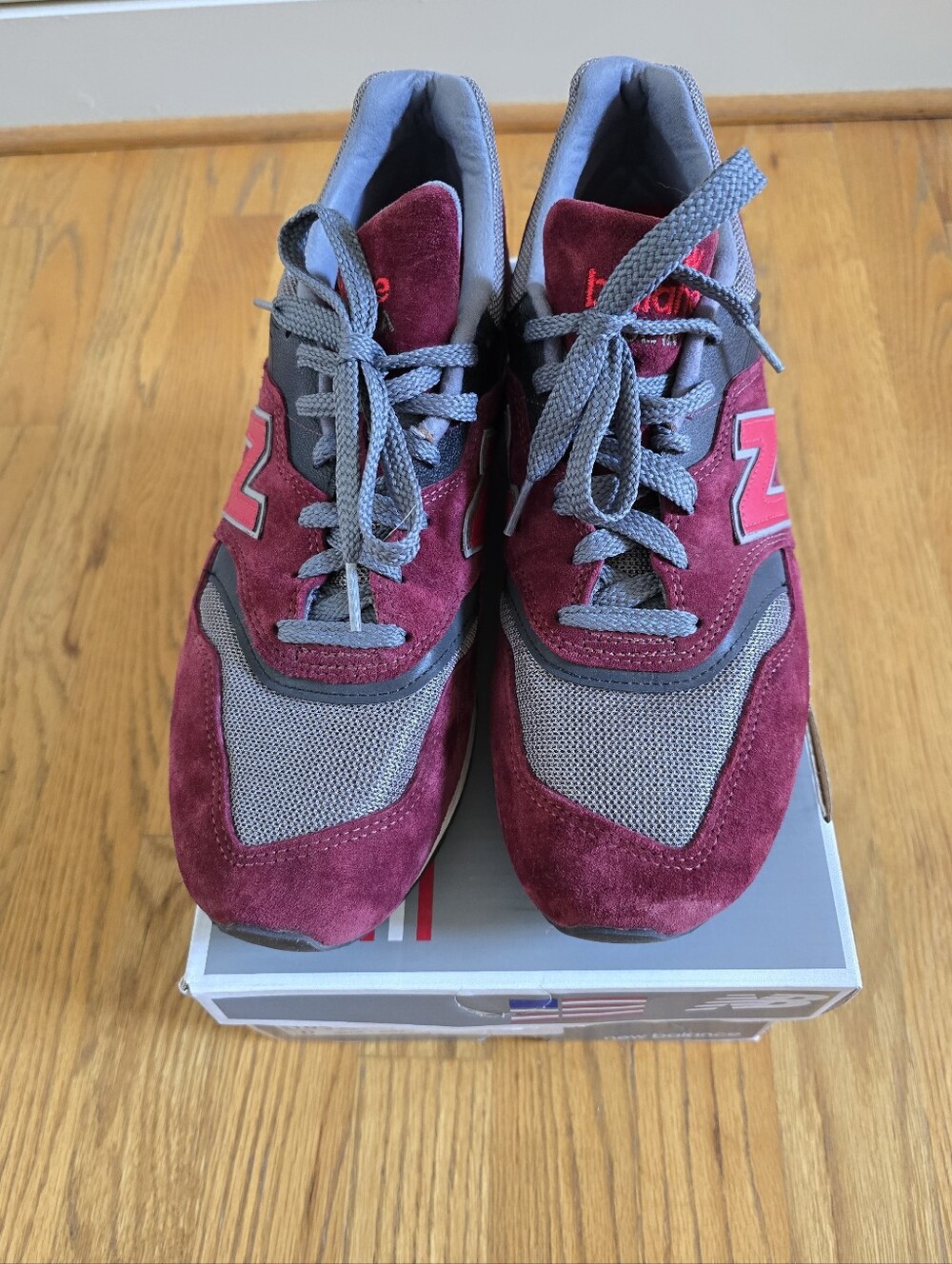 New Balance Men's Burgundy & Gray 997 Made In USA Sneakers